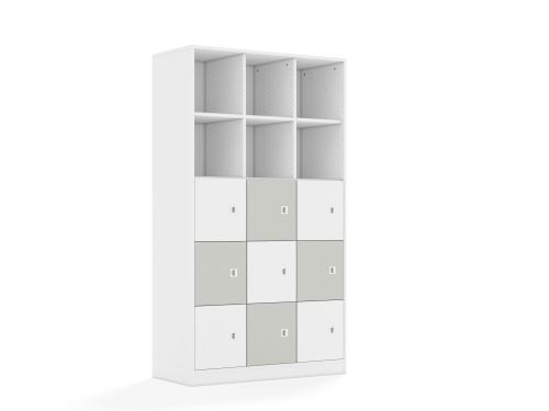 Regał Blox Colours 110 5PP 9F1 1049x466x1869 korpus biały/5x front biały i 4x front jasny szary
