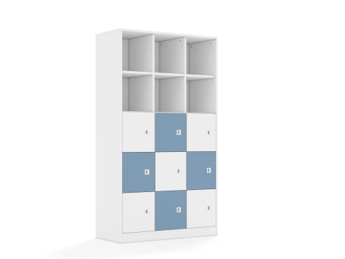 Regał Blox Colours 110 5PP 9F1 1049x466x1869 korpus biały/5x front biały i 4x front pastelowy niebieski - c32c7986aa1247756764f9c843015233