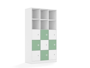 Regał Blox Colours 110 5PP 9F1 1049x466x1869 korpus biały/5x front biały i 4x front pastelowy zielony