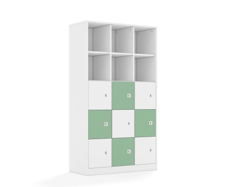 Regał Blox Colours 110 5PP 9F1 1049x466x1869 korpus biały/5x front biały i 4x front pastelowy zielony - 75c74ba958c47921607f9eee5fcbe432