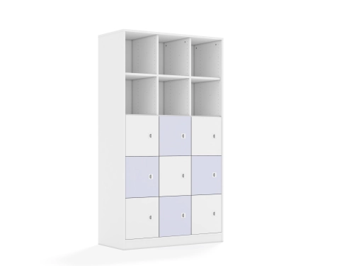 Regał Blox Colours 110 5PP 9F1 1049x466x1869 korpus biały/5x front biały i 4x front pastelowy fioletowy