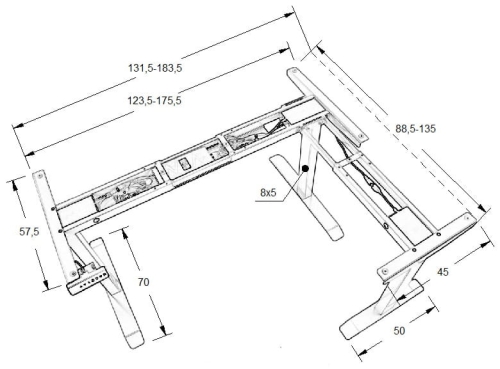 Stelaż kątowy z elektryczną regulacją wysokości UT04-2T/90A/B  wys. 71-119 cm, trzysilnikowy czarny - 7.JPG