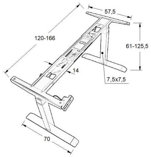 Stelaż z elektryczną regulacją wysokości UT05-3T/B  wys. 61-125,5 cm  dwusilnikowy czarny - 7.JPG