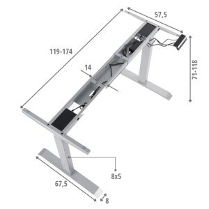Stelaż z elektryczną regulacją wysokości UT04E-2T/A SZARY