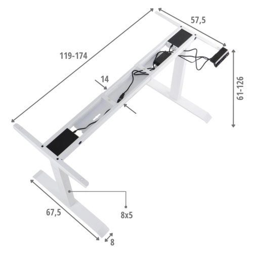 stelaż elektryczny UT04E-3T biały wymiary.png