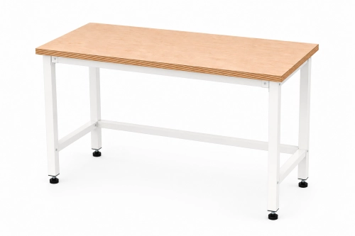 Stół warsztatowy 1200x600 mm, stelaż RAL9010, blat brzoza - perspektywa,.png
