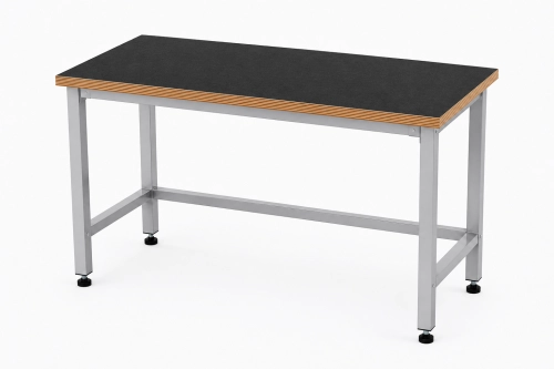 Stół warsztatowy 1200x600 mm, stelaż RAL9006, blat antracyt - perspektywa,.png