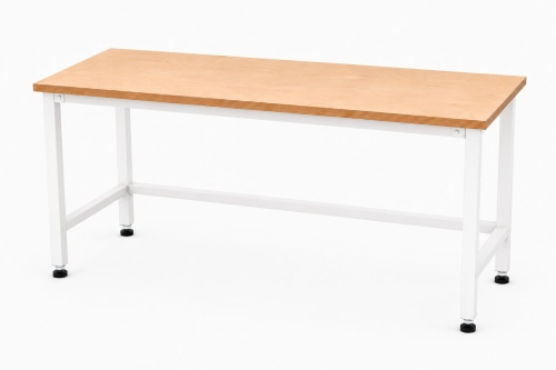 Stół warsztatowy 1600x600 mm, stelaż RAL9010, blat brzoza - perspektywa,.png