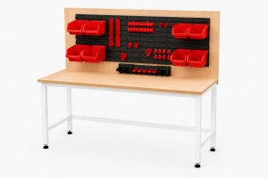 Stół warsztatowy Blox Frame z nadstawką 1200 x 600 mm, rozmiar 4-6, blat melaminowany
