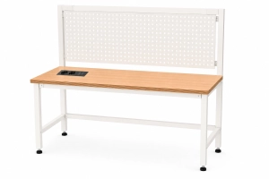 Stół warsztatowy Blox Frame z nadstawką metalową i modułem zasilającym 1200 x 600 mm, rozmiar 4-6, blat melaminowany