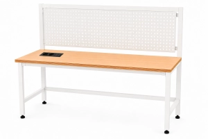 Stół warsztatowy Blox Frame z nadstawką metalową i modułem zasilającym 1600 x 600 mm, rozmiar 4-6, blat melaminowany