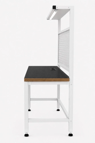 Stół warsztatowy z nadstawką metalową, modułem zasilającym i oświetleniem 1600x600 mm, RAL9010, blat antracyt - bok.png