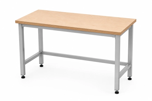 Stół warsztatowy 1200x600 mm, stelaż RAL9006, blat brzoza - perspektywa,.png