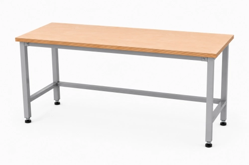 Stół warsztatowy 1600x600 mm, stelaż RAL9006, blat brzoza - perspektywa,.png
