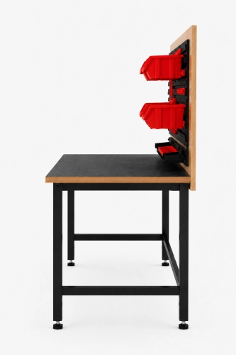 Stół warsztatowy z nadstawką 1200x600 mm, stelaż RAL9005, blat antracyt - bok.png.png