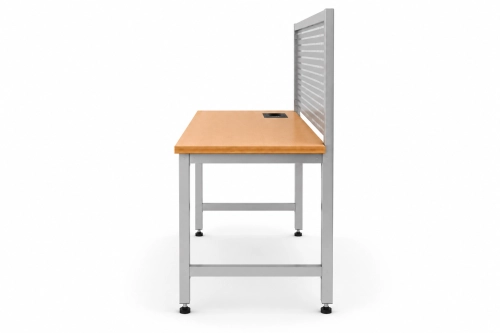 Stół warsztatowy z nadstawką metalową i modułem zasilającym 1200x600 mm, stelaż RAL9006, blat brzoza - bok.png